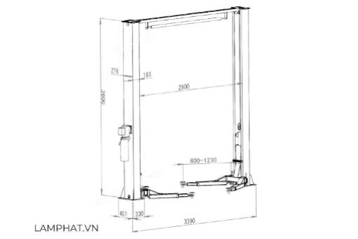 THÔNG SỐ KỸ THUẬT CẦU NÂNG 2 TRỤ GIẰNG TRÊN KONIA K-4000B