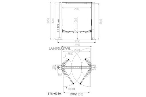 THÔNG SỐ KỸ THUẬT CẦU NÂNG 2 TRỤ 5 TẤN TITANO STD-6350