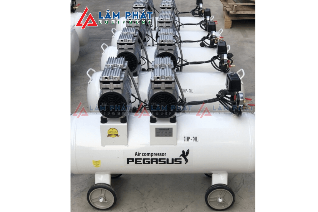 Máy nén khí không dầu giảm âm Pegasus TM-OF750x2-70L