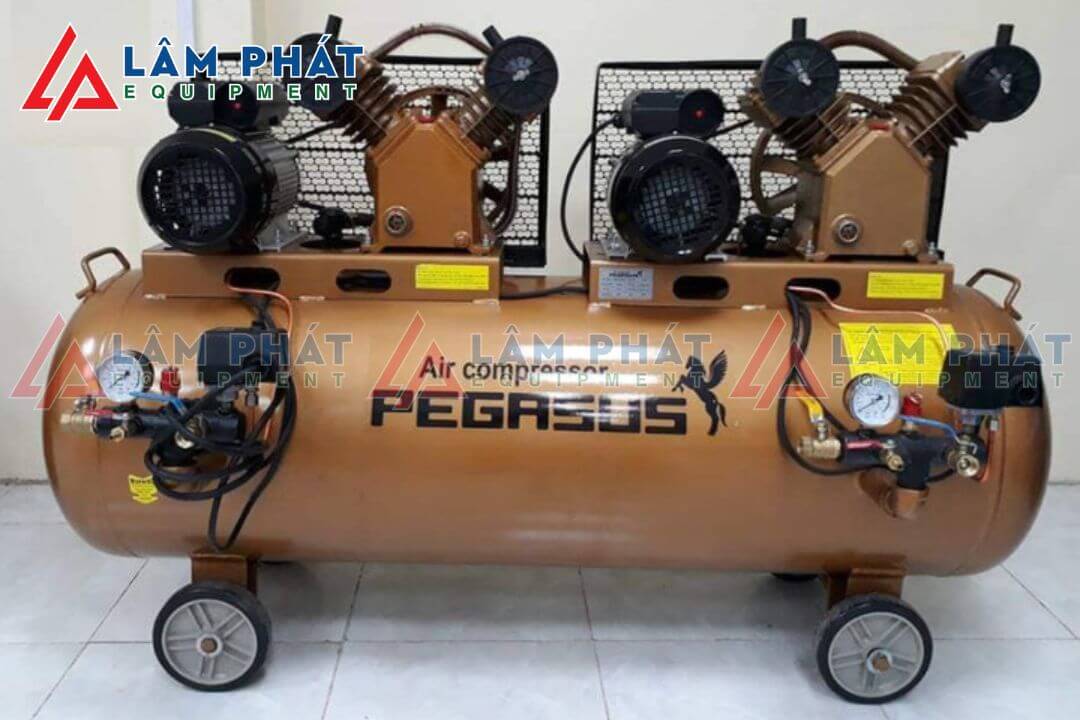 Máy nén khí dây đai Pegasus 2 đầu nén TM-V-0.25/8x2-230L