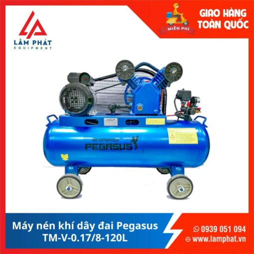 Máy nén khí dây đai Pegasus TM-V-0.17/8-120L