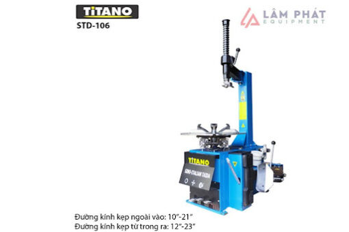 Thông số kỹ thuật Máy tháo vỏ xe, ra vào lốp xe tay ga, xe máy, ô tô, xe tải Titano STD-106