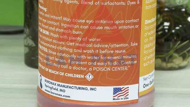 Thông tin sản phẩm, dung dịch vệ sinh nội thất boronax